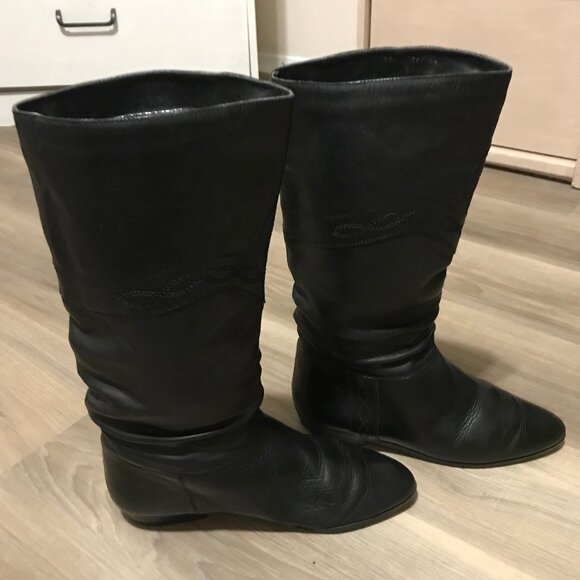 Luso Ladies Black Leather Tall Boots Size 40 - Picture 5 of 6